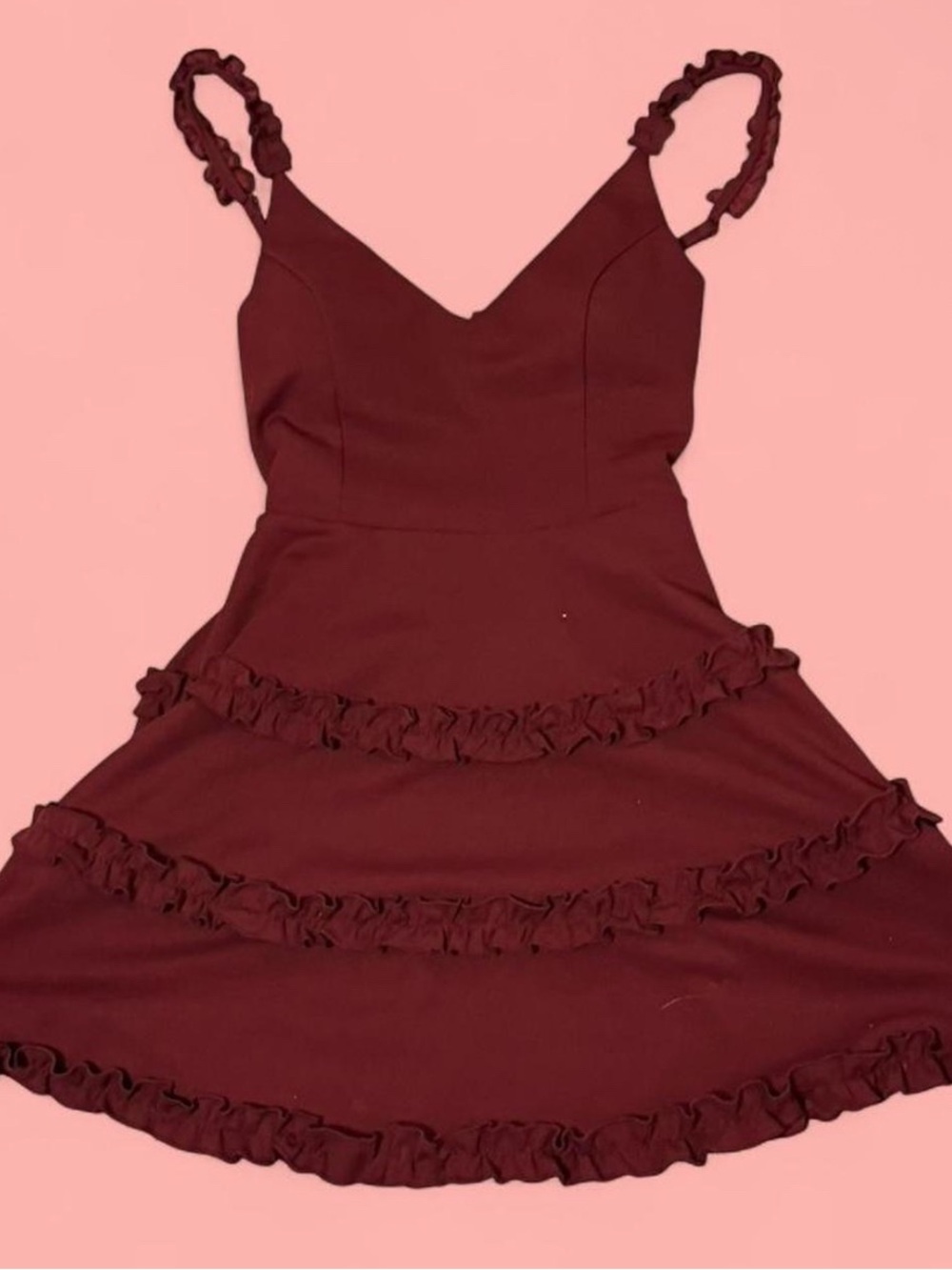 Trixxi Burgundy Ruffle Tiered Sundress